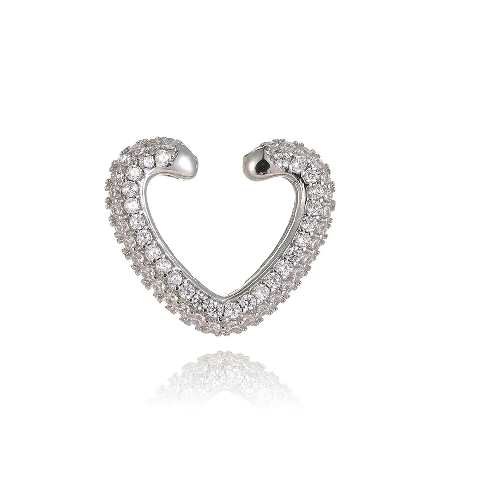 1pc Fake Piercing Heart Clip Earrings Female Delicate Zircon Buckle Ear Cuff Cartilage Ear for Women Fashion Jewelry KDE135 ear clip earrings clip earrings ear clip