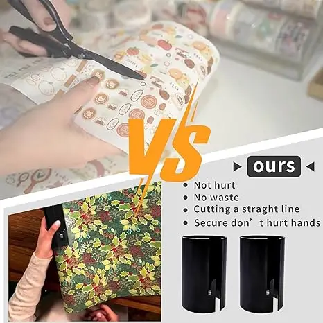 Paper Cutter Wrapping Paper Cutter Sliding Cutter Christmas Wrapping Paper Cutting Tool Plastic Mini Safe Without Blades Household Use