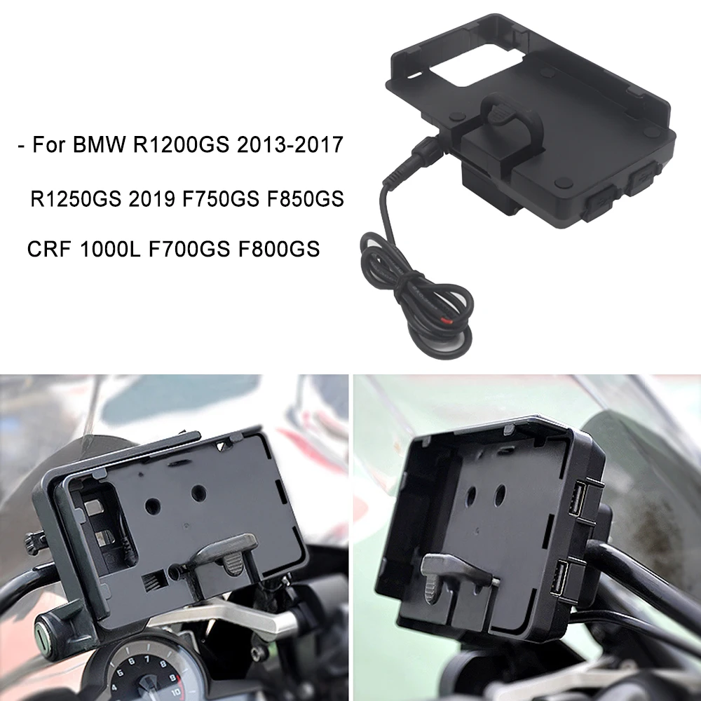 

For BMW R1200GS Mobile Phone Navigation Bracket ADV F700 800GS CRF1000L Africa Twin For Honda R 1200 GS USB Charging 12MM Mount