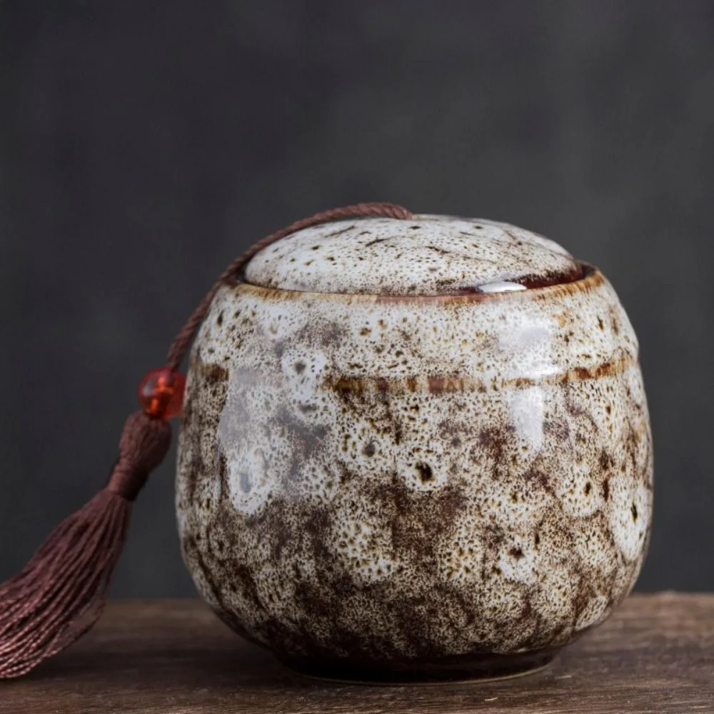 Ceramics Tea Can Vintage Kiln Transformation Tea Storage Household Sealed Jar tea canister ceramic storage jar airtight container