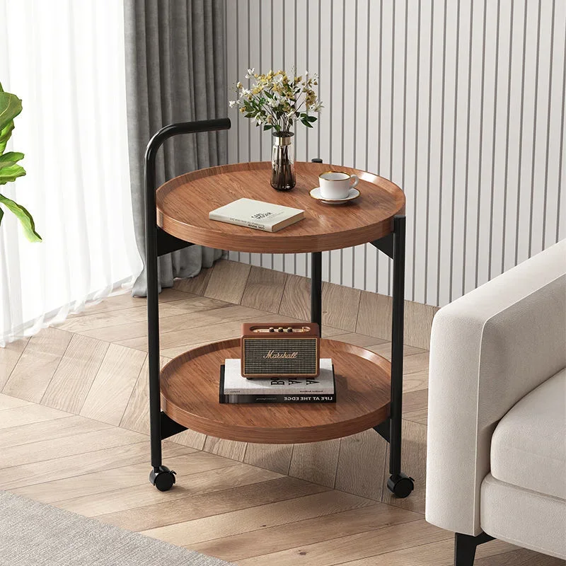 

Movable sofa side small table living room balcony small round mesas tea table bedside storage tables corner tables rolling cart