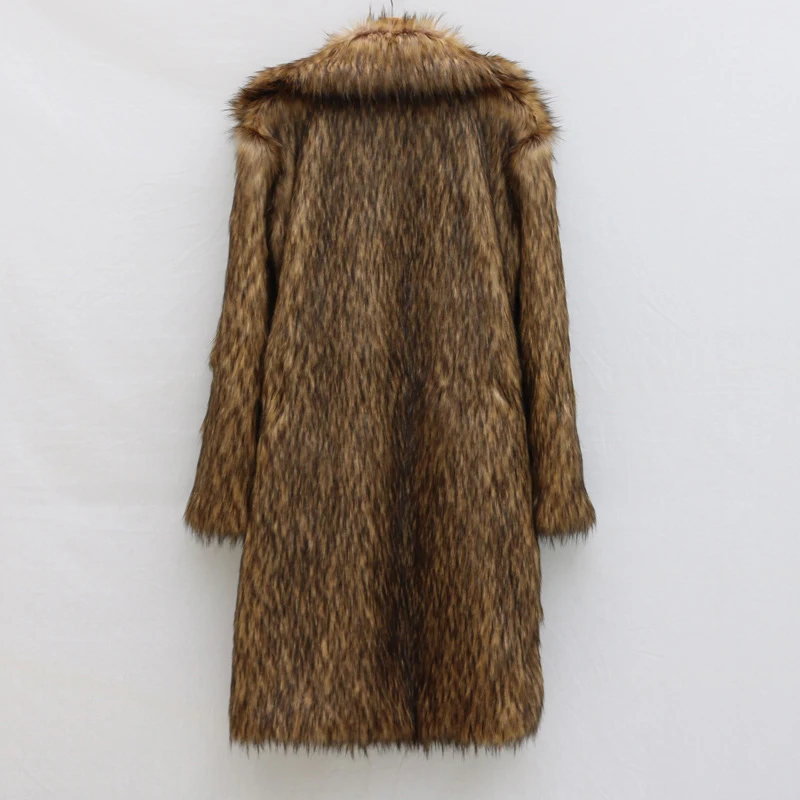 Winter Autumn Faux Fur Jacket Mens Loose Warm Raccoon Fur Coat Men Slim Long Jackets Fashion Leisure Trench Overcoat 2023