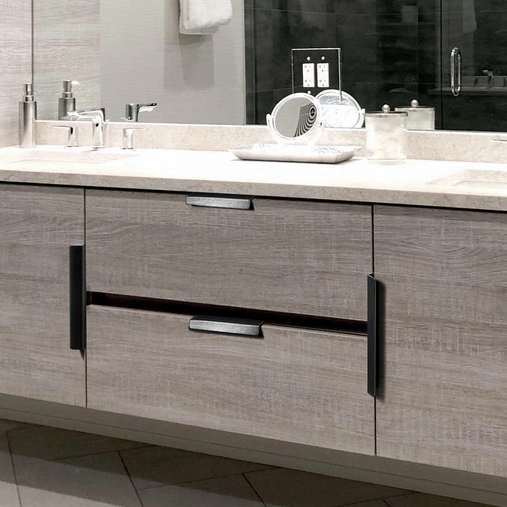 Modern Brass Brushed Hidden Handle Cabinet Handles Sliced Finger Pull Drop Handle Kitchen Cupboard Pulls for Furniture Hardware