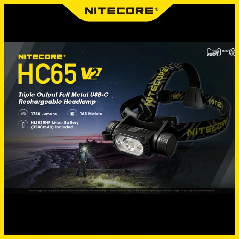 

NITECORE HC65 V2 1750 Люмен USB Перезаряжаемый налобный фонарь с батареей