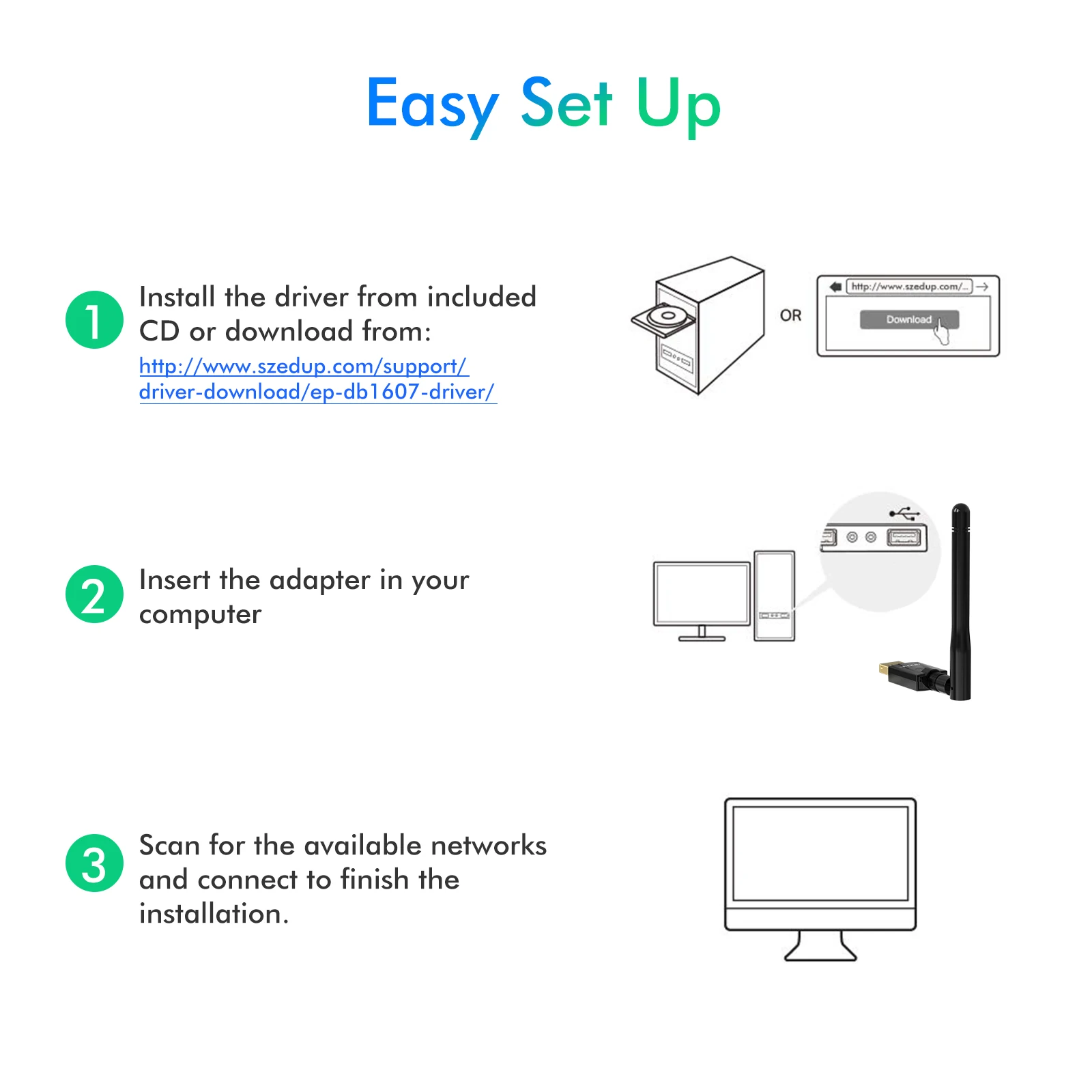 Mini USB Wifi Adapter 600Mbps Wi-Fi Adapter For Desktop PC Laptop Wireless Receiver Dongle Network Card Free Driver