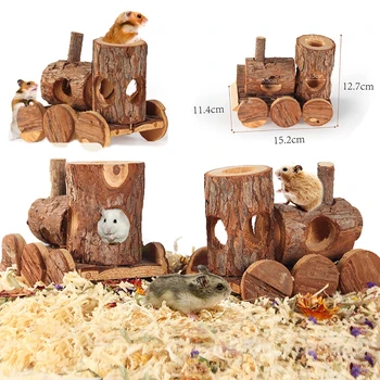 Riparo per criceti in legno fatto a mano Dragon Cat Hedgehog cavia scoiattolo Golden Wire Tooth Grinding Villa casa in legno originale