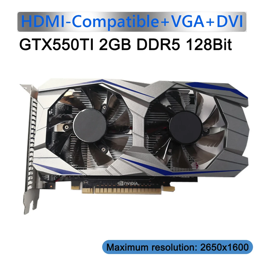 GTX550Ti 2GB 128Bit DDR5 NVIDIA Graphics Card For Gaming PCI-Express 2.0 Desktop Computer Video Card with Dual Cooling Fan