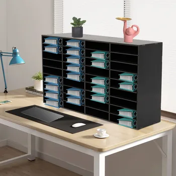 An Elegant Black 36-Slot Document Storage Rack for Office Work