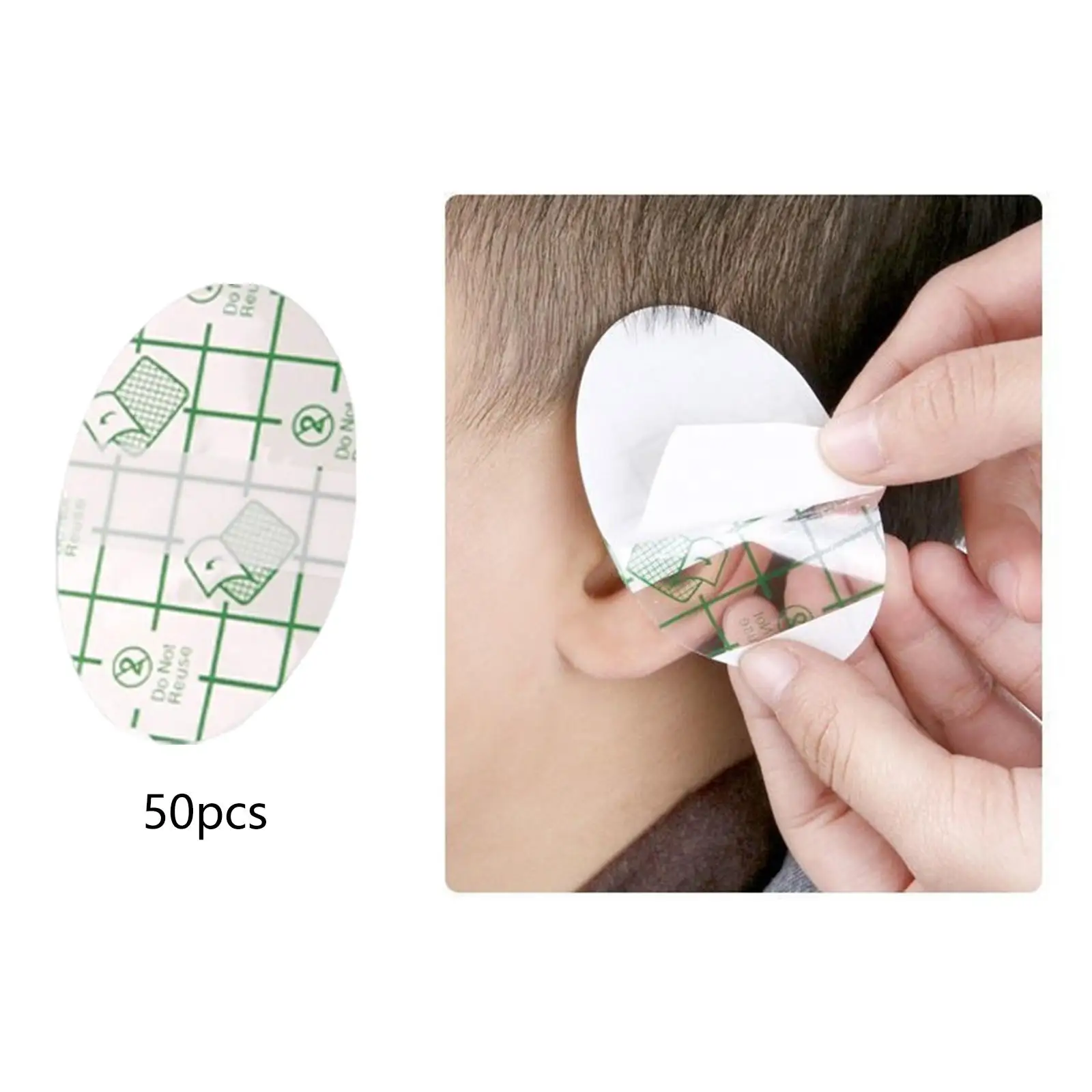 50x Baby Waterproof Ear Covers Disposable Breathable PU Film Soft Ear Stickers Earmuffs Ear Protectors for Shower Swimming Kids