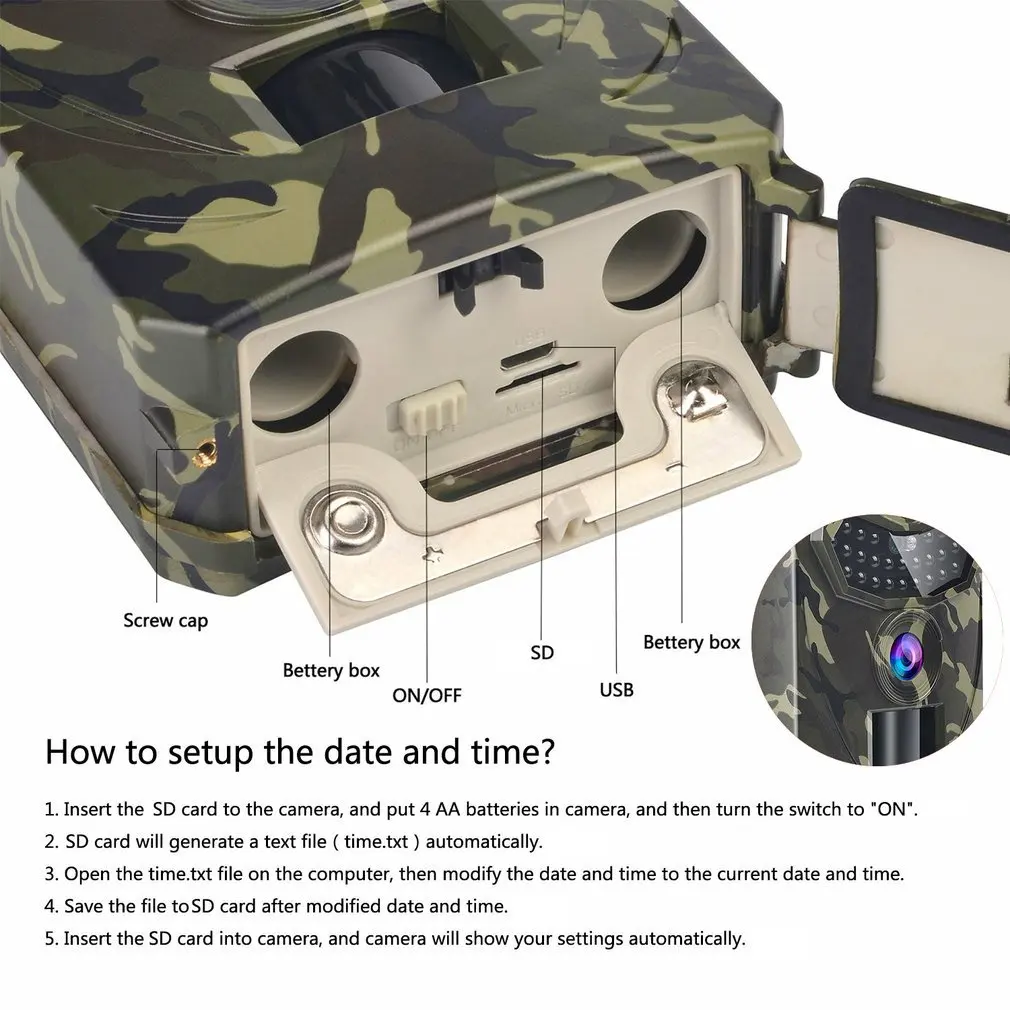 PR-100 Wildlife Trail Camera 1080P Scouting Infrared Night Vision Waterproof Portable Outdoor Hunting Camera 3