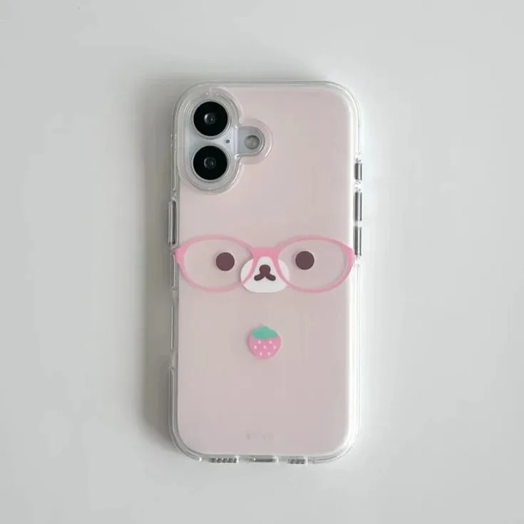 Cute Bear Phone Case for iPhone 17e 17 16e 16 15 14 13 12 11 Pro Max X Xs XR XSMax Air Plus Feather Texture Back Cover 4