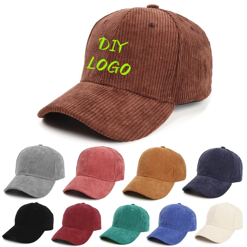 Vintage Cord Baseball mütze für Frauen benutzer definierte Logo Unisex Herbst Winter warme Snapback Trucker Hut Männer Hip Hop Gorras