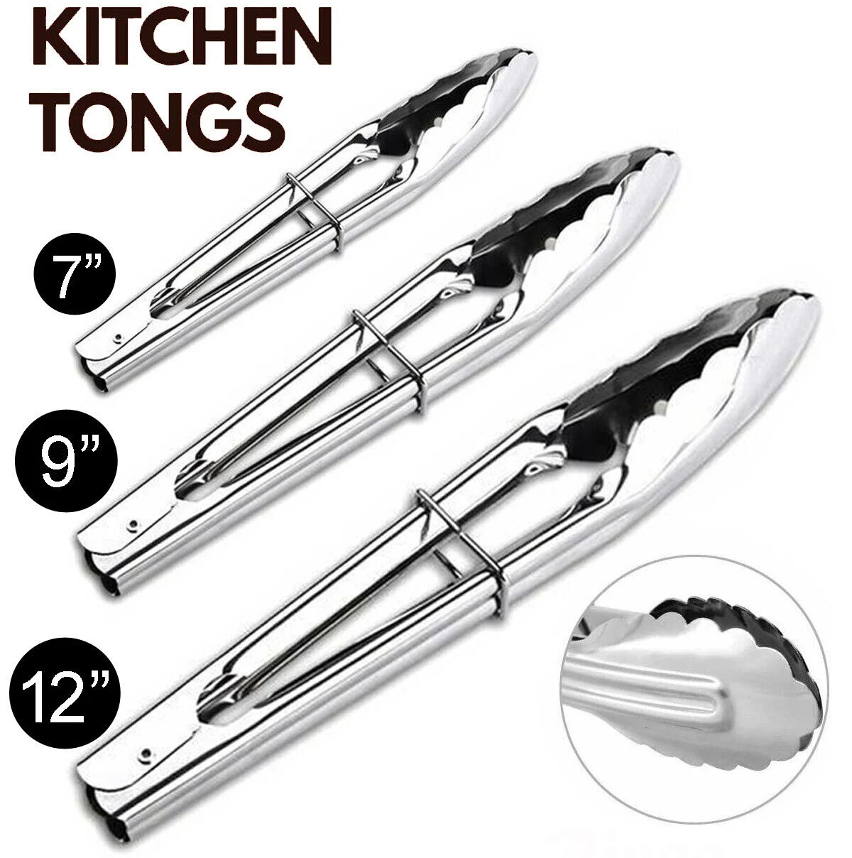 

Stainless Steel Food Tongs Cooking Steak Bread Salad BBQ Clip Kitchen Tool 7/9/12in Non-slip Utensils Barbecue Accessories