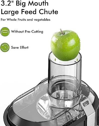 

Machine, 1000W(Peak) Centrifugal Juicer with 3.2" Big Mouth for Whole Fruits and Veggies, Juice Extractor Maker with 3 Speed Ble