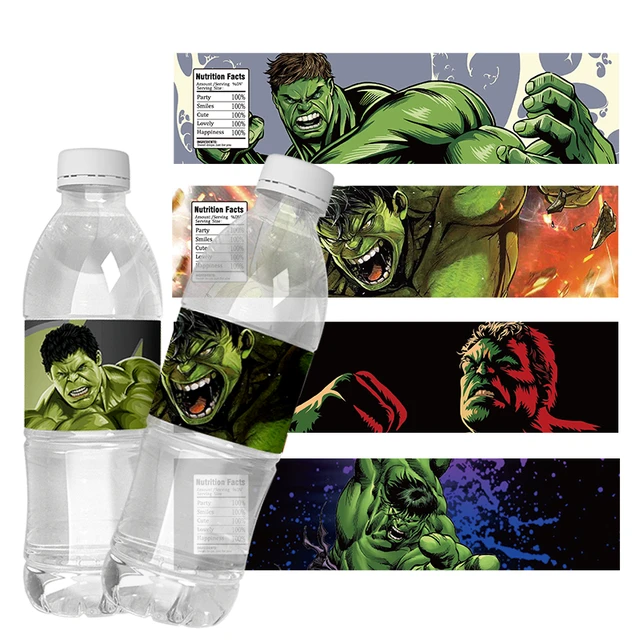 6pcs Hulk Water Bottle Wrappers Water Bottle Labels Kids Birthday