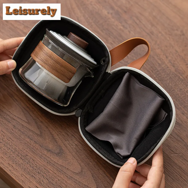 Slim Waist Gradual Color  Ceramic Tea Set Kit Tea Separator Pottery 1 Pot 3 Cups Tea Maker Portable Travel Stock Bag Accessories