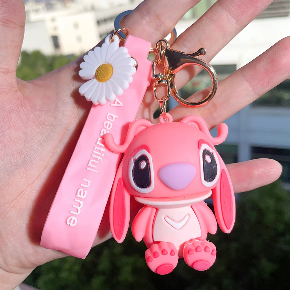 Cute Stitch Silica Gel Keychains Cartoon Lilo & Stitch Anime Keyholder  Disney Pendant Keyrings for Bag Hanging Jewelry Gifts