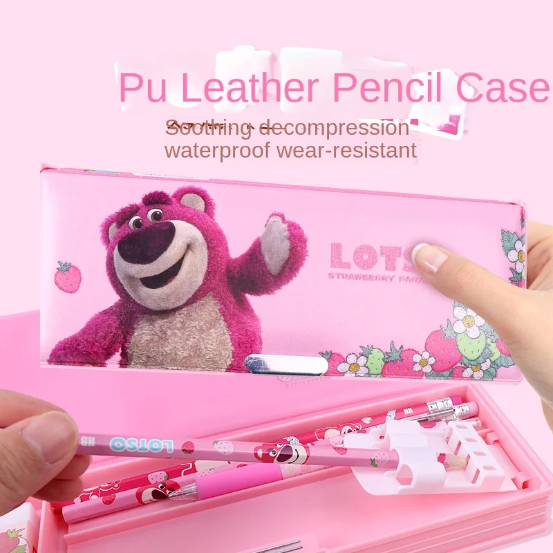 미니소 디즈니 시리즈 스티치 스파이더맨 귀여운 연필 가방, 두꺼운 대용량 문구 상자, 고가 문구 연필 가방