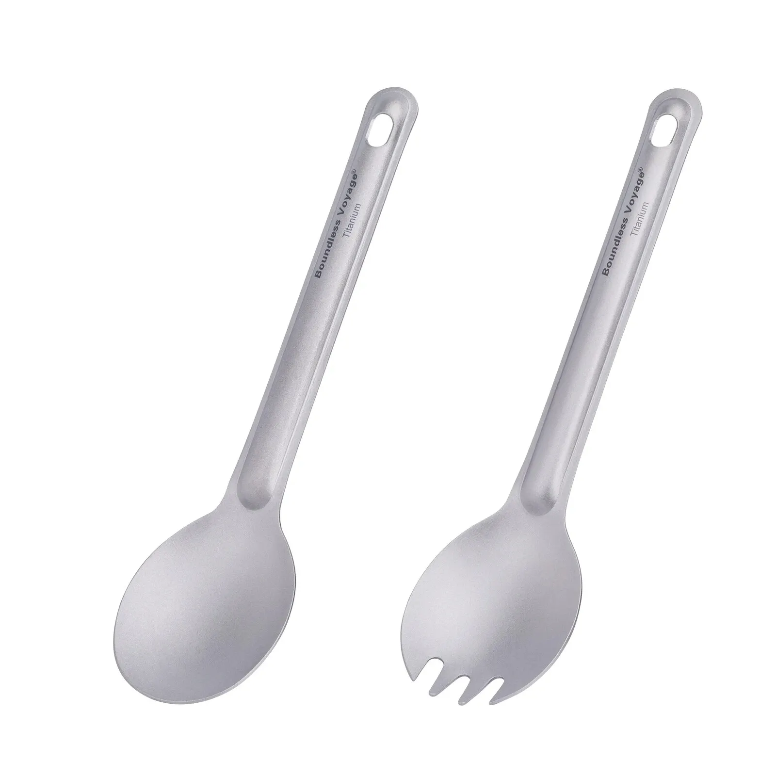 Titanium Reusable Camping Cutlery Set - Lightweight Spoon and Spork