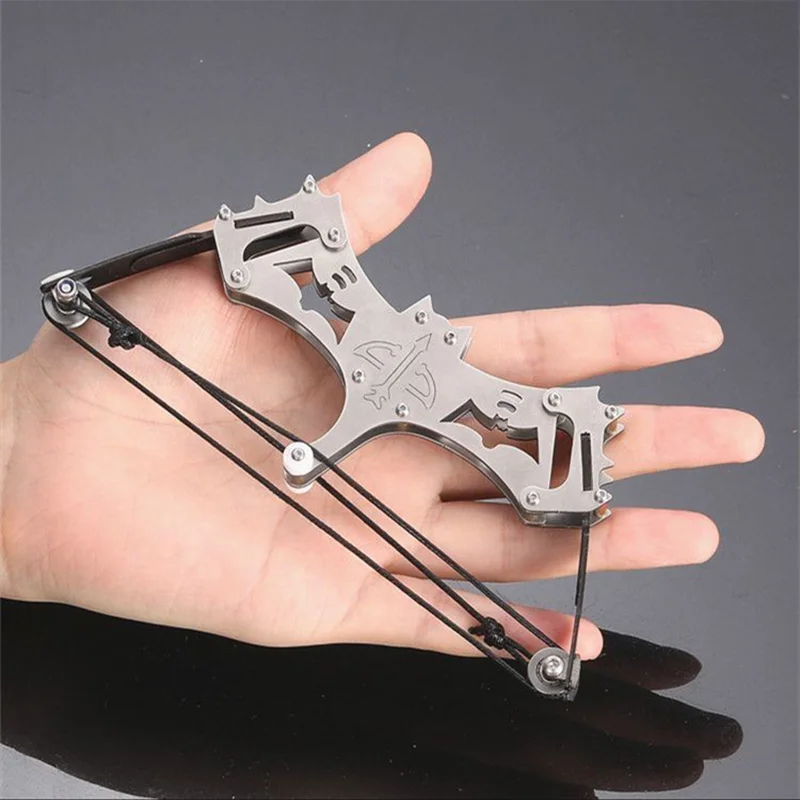 Mini 304 Stainless Steel Compound Bow Small Pulley Bow Arrow Shooting Toy Indoor and Outdoor Decompression Bowstring Set