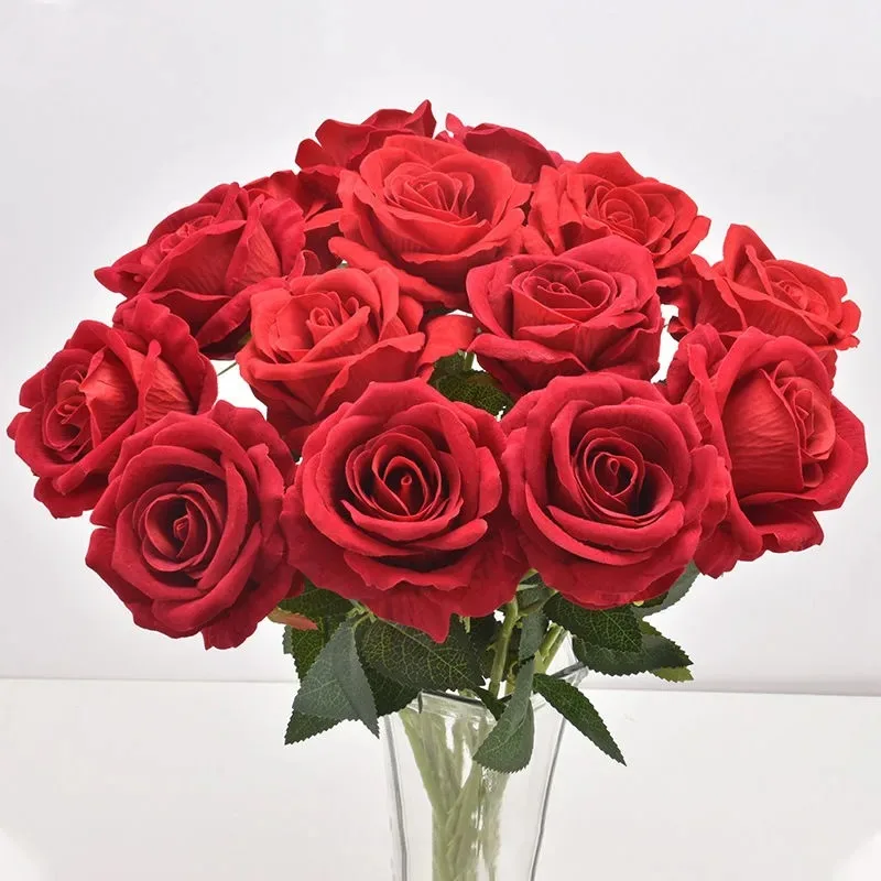 351020pcsRosesArtificialFlowersRoseFlowerBranchArtificialRed