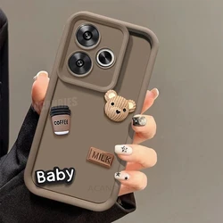 Cute 3D Bear Liquid Silicone Cartoon Soft Phone Case for Redmi 10C (Baby Coffee)