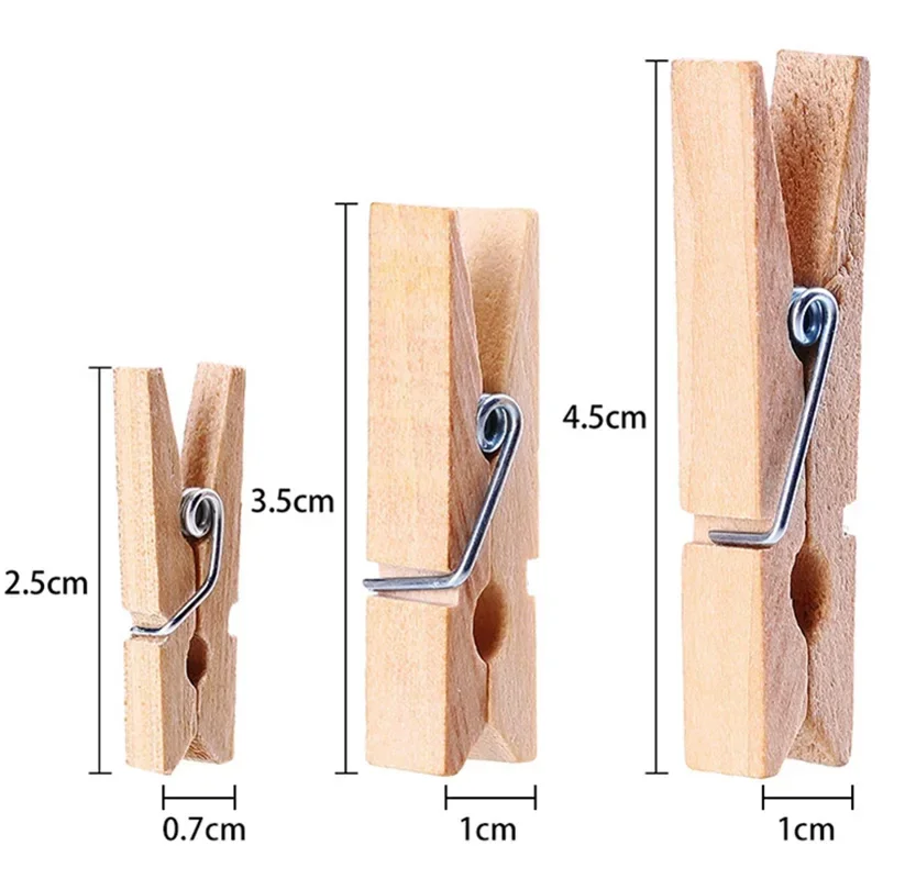 Colorful Wooden Clips Natural Wood Clamp Picture Clips Mini Clothes Pins for DIY Photo Paper Peg Clothespin Craft 25/30/35/45mm clothes pegs photo clips