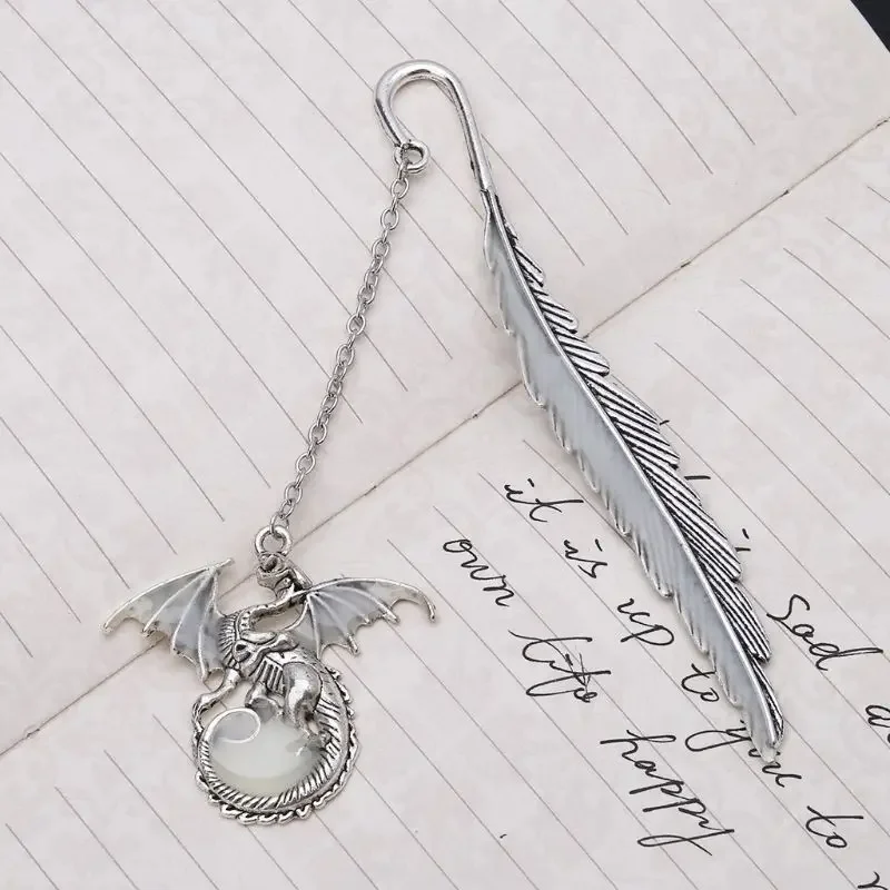 Luminous Book Marker Gift Feather Dragon Label Creative School Student W91A Bookmark bookmarks stationery supplies bookmark page holder bookmark holder