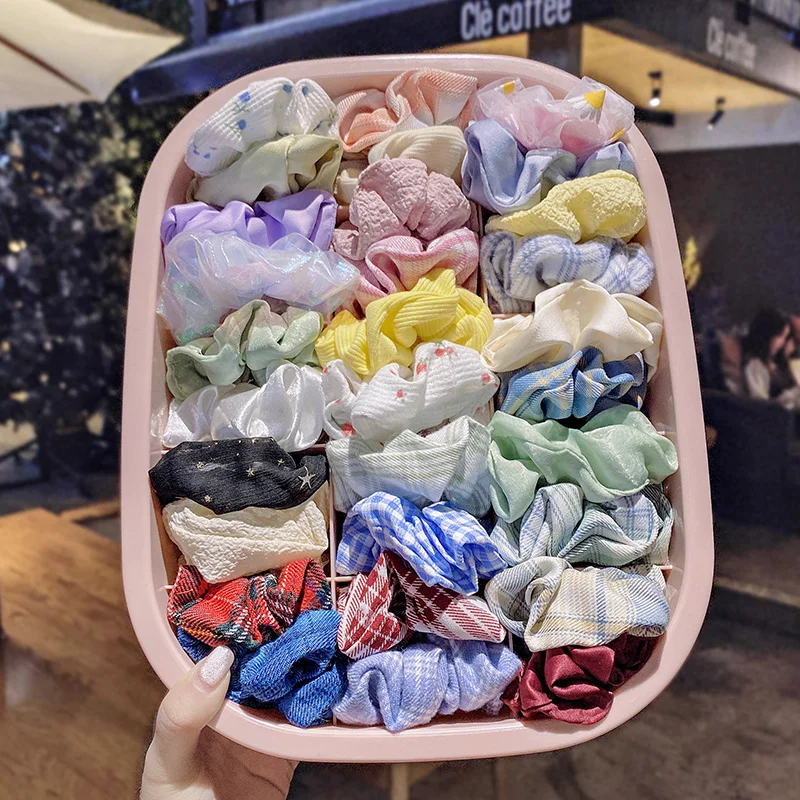 

10PCS Mix Color French Style Elastic Hair Scrunchies for Women Hair Tie Rubber Band High Quality Hair Rope Accessories Wholesale