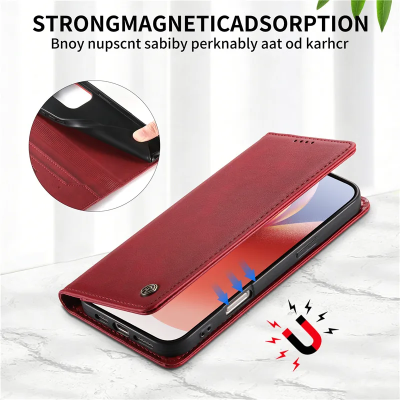 Premium Anti-Theft Leather Flip Phone Case - Business Wallet Design with Matte Book Cover Finish