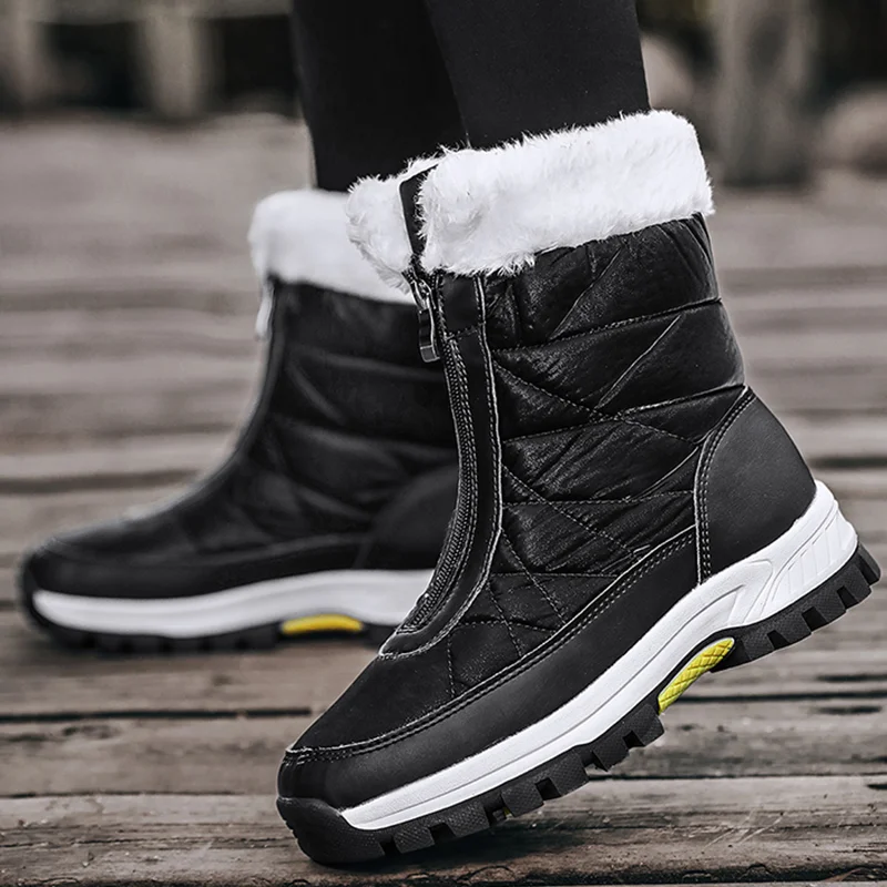 Snow Women Boots Platform Women Shoes Soft Keep Warm Boots Ladies Zipper Flat Fur Winter  Plus Size Shoes Woman  Botas Mujer