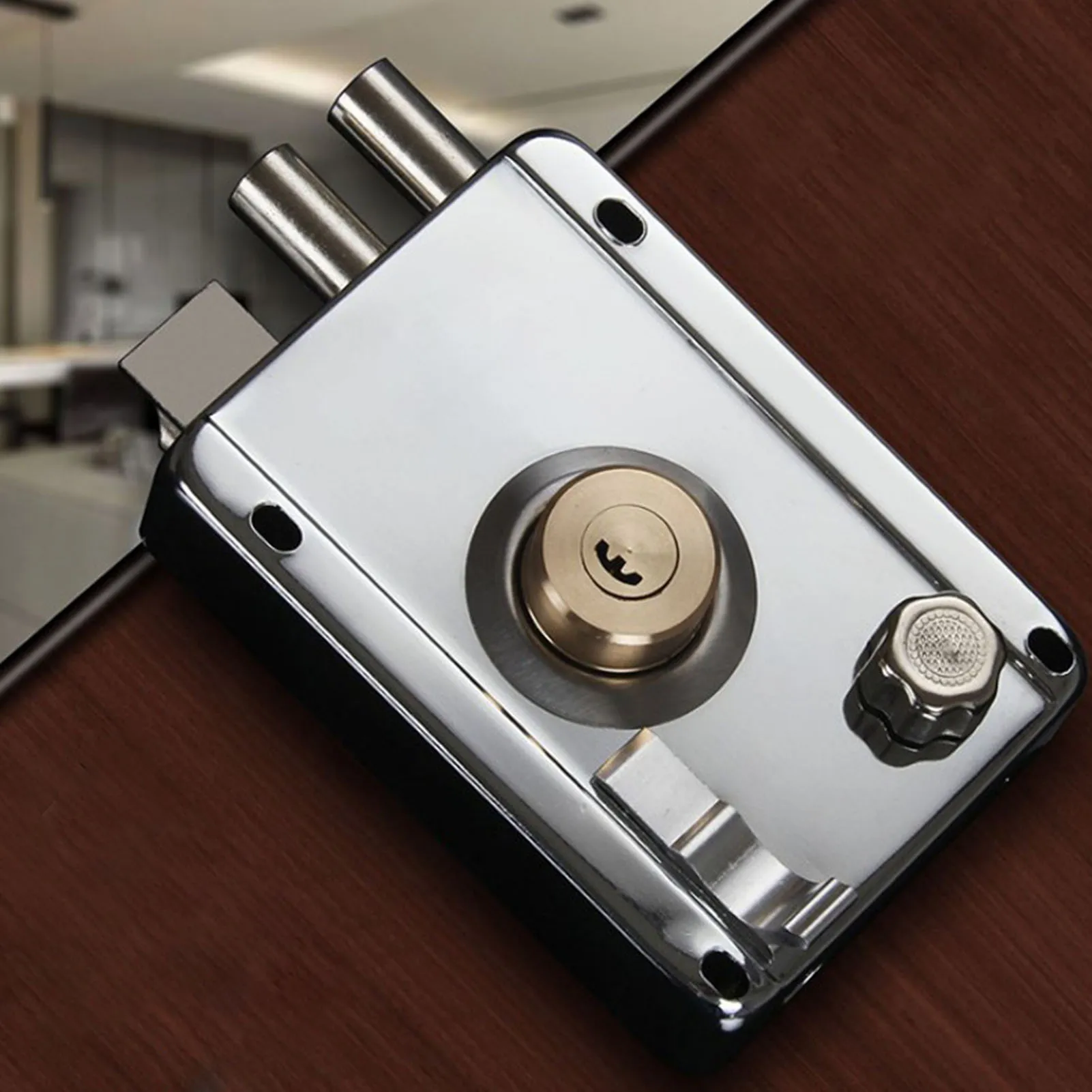 Exterior Gate Lock Stainless Steel Copper Lock Left Open with Security Prevent Theft Old Gate Exterior