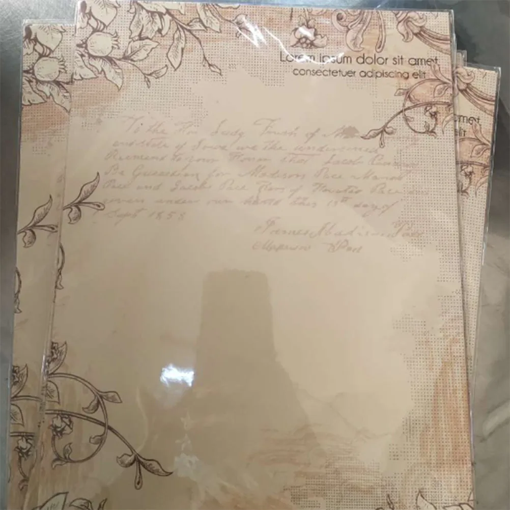 50pcs 빈티지 편지 용지 레트로 필기 용지 서예 편지 쓰기를위한 유럽 스타일 문구 세트 커피 재스민