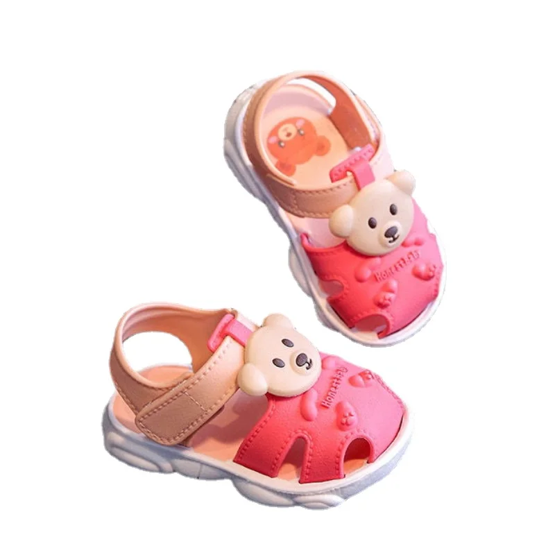 아기신발Baby Girls Boys Sandals Summer Toddler Closed Toe Little Bear Beach Shoes Newborn First Walkers Breathable Flat Sandals