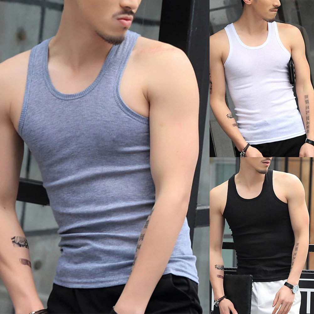 Description Picture 3 of itemTops Tank Bodybuilding Breathable Elastic Fitness Gym Men Pullovers Sleeveless Solid Color Sports 2023 New Male