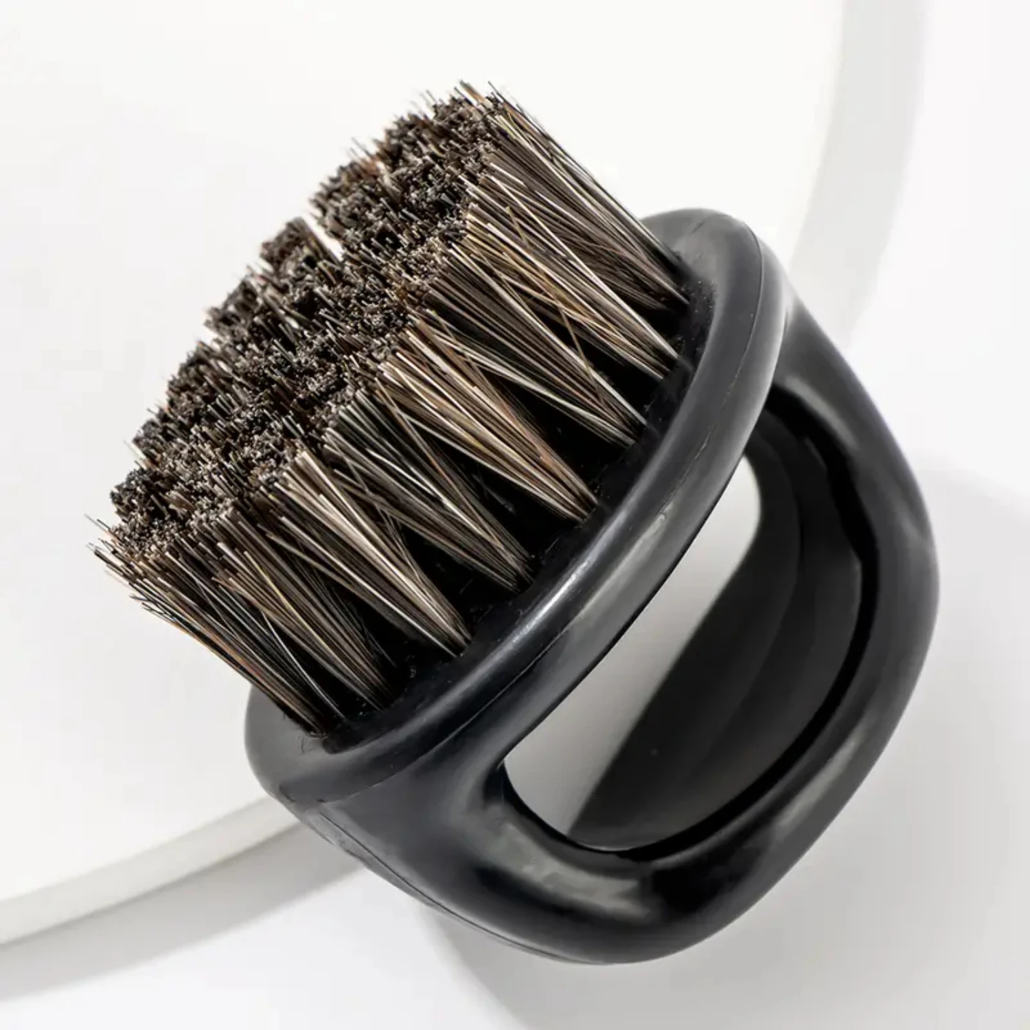 Ergonomic Bristle Men's Shaving Brush with Sturdy Plastic Handle for Gentle Facial Hair Sweep and Deep Cleaning-Beard Grooming