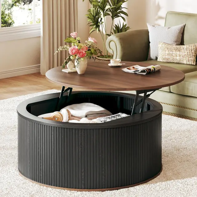 Round Coffee Table with Storage, 31.5" Lift Top Coffee Table, Mid Century Modern Coffee Tables for Living Room,, Customized