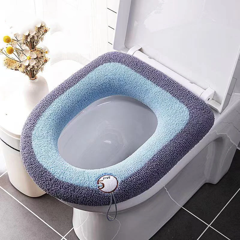 Mats Winter Hygienic Cover Pad Toilet Seat Cushion Closestool Bathroom Two-tone 