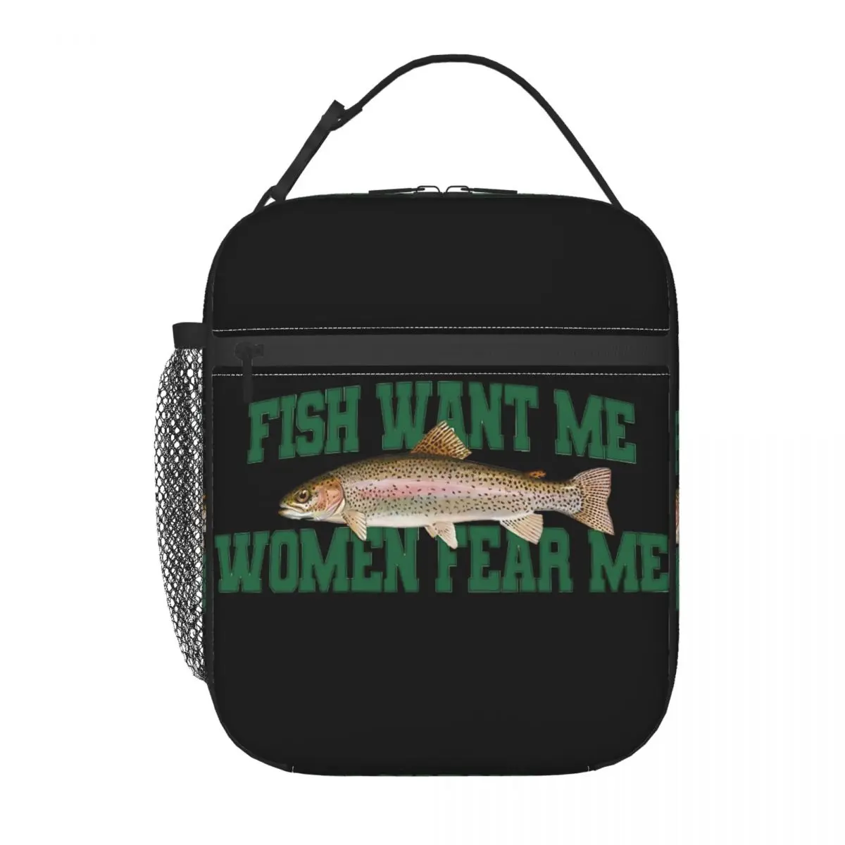 

Fish Want Me Women Fear Me Insulated Lunch Bag Tote Food Handbag