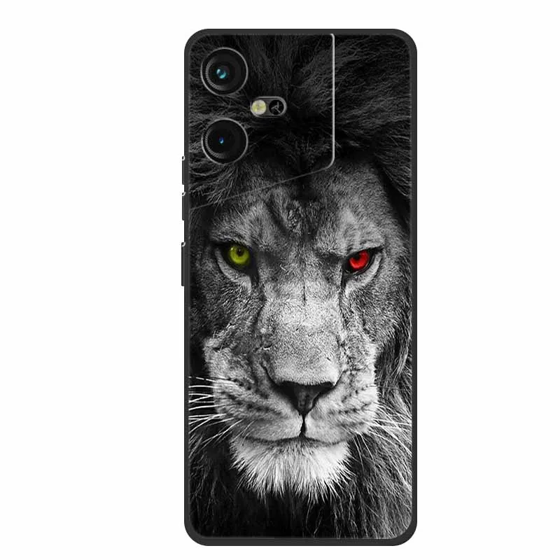 Luxury Soft Silicone TPU Phone Back Cover with Animal Wolf Design