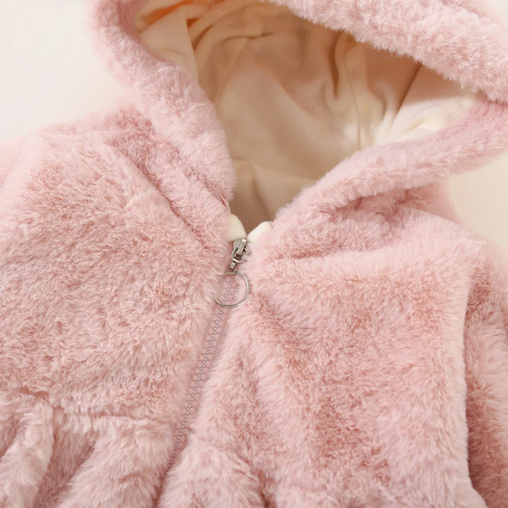 Winter Newborn Girls Long Sleeve Fur Cotton Coat Hooded Thickened Baby Coat Children's Fashion Baby Clothing Free Bag kids jackets winter coat