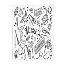Couverture polaire pour guitare, thème de musique de Piano, Sherpa, motif de musique noir et blanc, ensemble de canapé chaud en peluche 