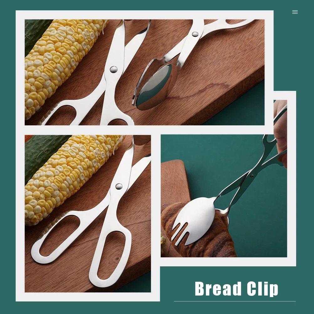 food tongs Salad Holder Food Clip Bakery Supplies Kitchen Serving Ins Tong Gnocchi Pasta Metal Bread Buffet Tongs Kitchen Baking Tools Clip