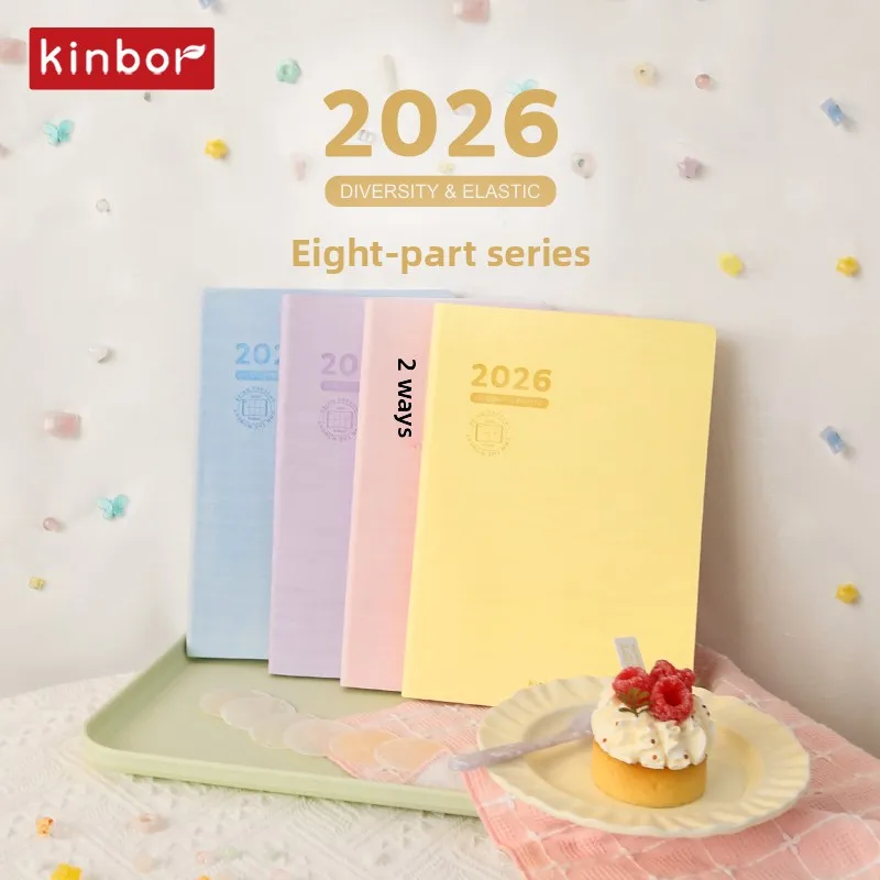 2026 Kinbor A5 Eight Grid Timeline Planner Notepads,52g BaChuan Paper Pure Colors Annual/Monthly/Daily Schedule Plan Book Gifts