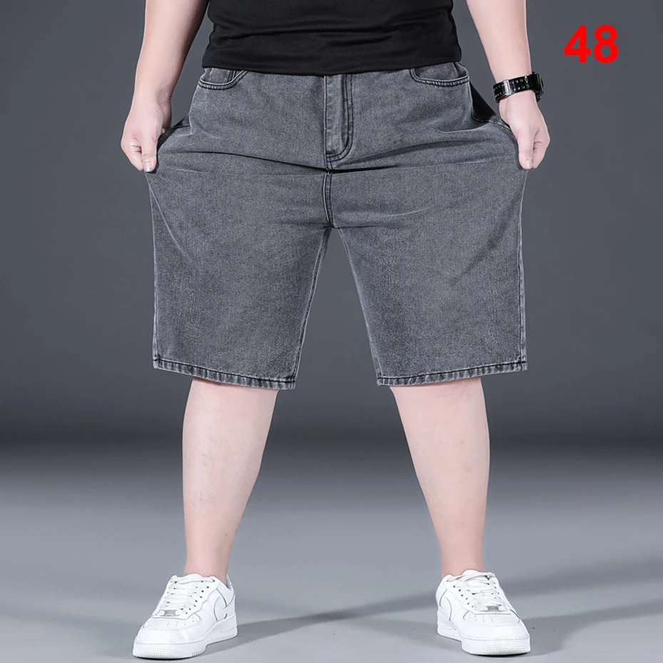 Plus Szie 48 Denim Shorts Men Summer Jeans Shorts Baggy Cargo Fashion Streetwear Short Pants Male Big Size