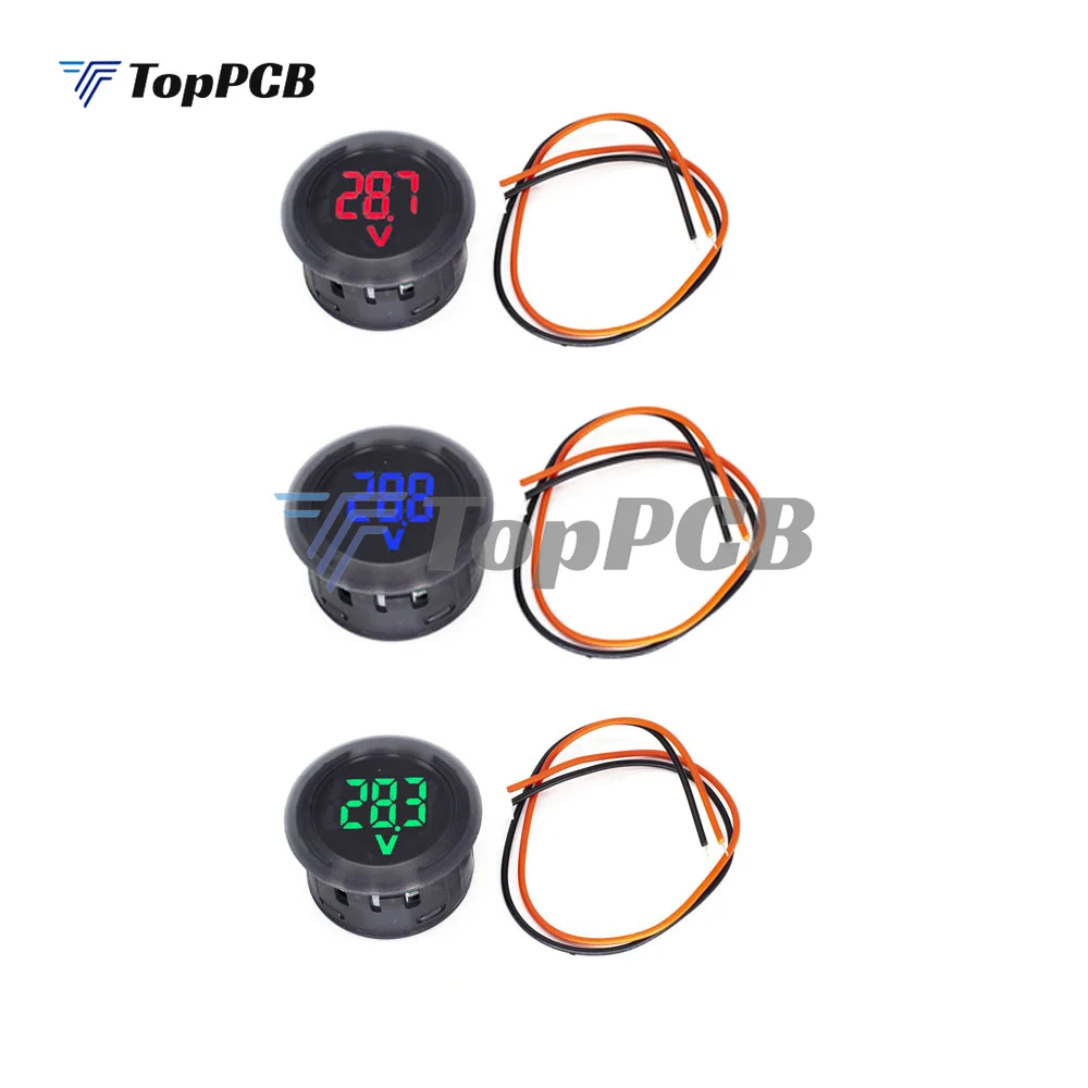 Dc 4-100V Led Display Digitale Rotondo Voltmetro A Due Fili Dc Digital Car Voltage Misuratore Di Corrente Volt Detector Tester Monitor Pannello