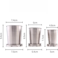 Portable Stainless Steel Folding Cup Telescopic Mug for Tea Camp Utensils Tableware Folded Cup Outdoor Camping 75ml/150ml/250ml 6