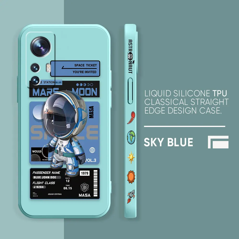 thumbnail image 1 of Case For Xiaomi 13 12 12S 11 11T 10 10S 9 8 Pro Ultra Lite Colour Simple Liquid Silicone Case Stylish Luxurious Space Astronauts, 1 of 5