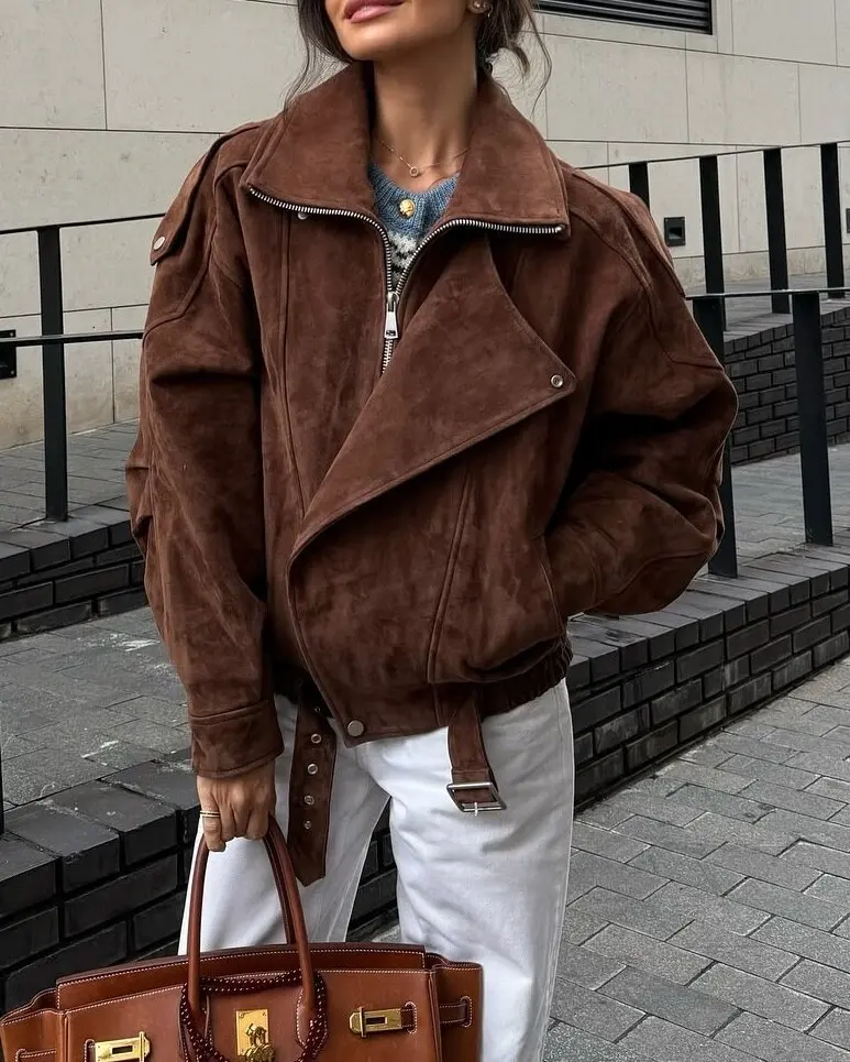 Retro Loose Brown Jacket - Casual European American Style