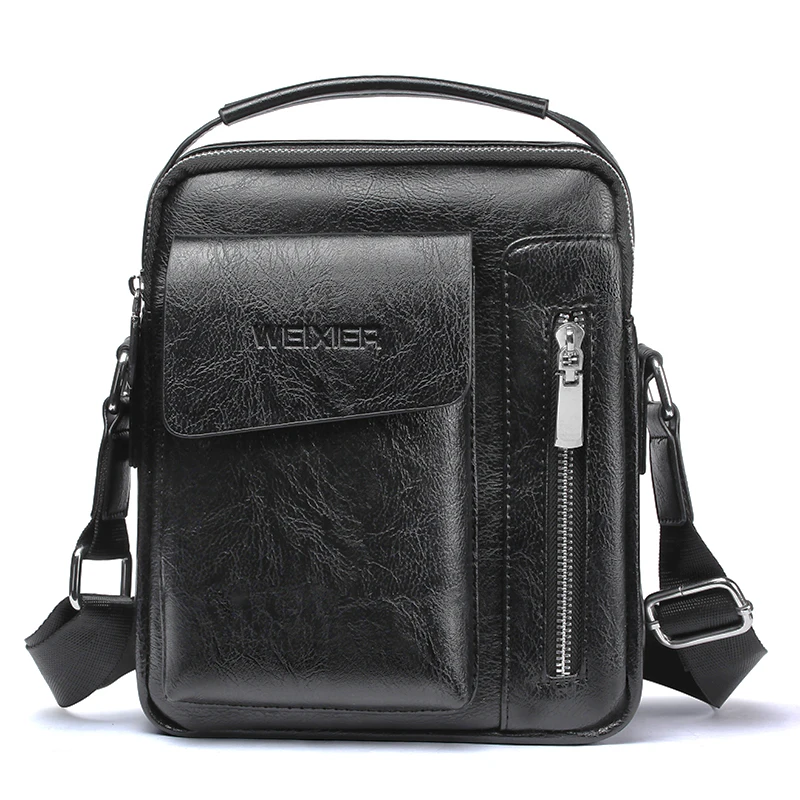 

Black Fashion Messenger Bag for Men Bags Vintage Business Man Crossbody Bag Leather Handbags Male Casual Sling Shoulder Bag
